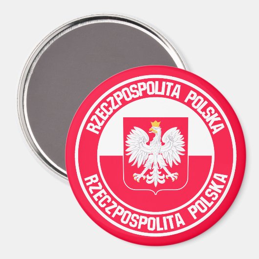 Polen Round Emblem Magneet (Voorkant / Achterkant)