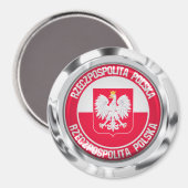 Polen Round Emblem Magneet (Voorkant / Achterkant)