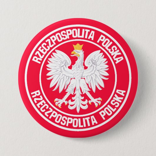 Polen Round Emblem Ronde Button 7,6 Cm (Voorkant)