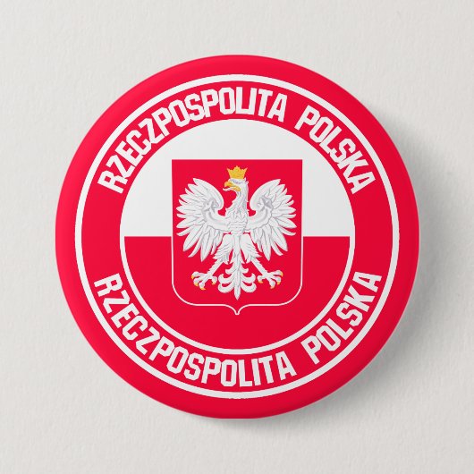 Polen Round Emblem Ronde Button 7,6 Cm (Voorkant)