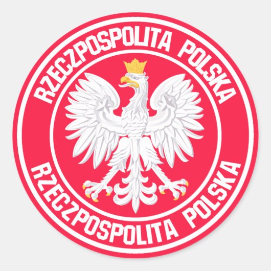 Polen Round Emblem Ronde Sticker (Voorkant)