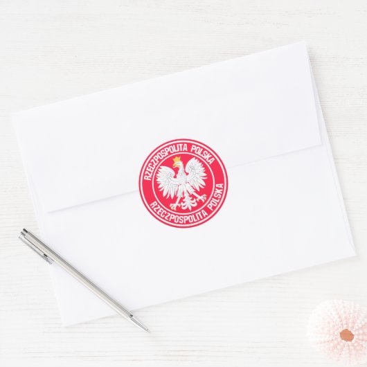 Polen Round Emblem Ronde Sticker (Envelop)
