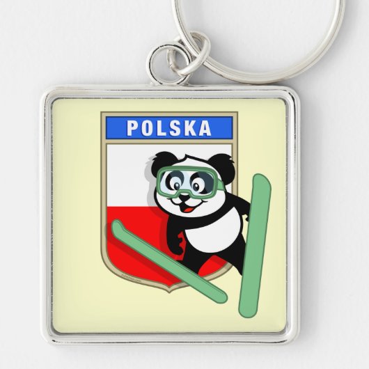 Polen Ski-springende Panda Sleutelhanger (Voorkant)