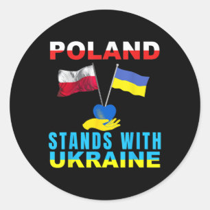 Polen Staat Met Oekraine Poolse Oekraïense Vlag Po Ronde Sticker
