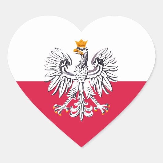 Polen Sticker, adelaar, Polska, Poolse vlag Hart Sticker (Voorkant)