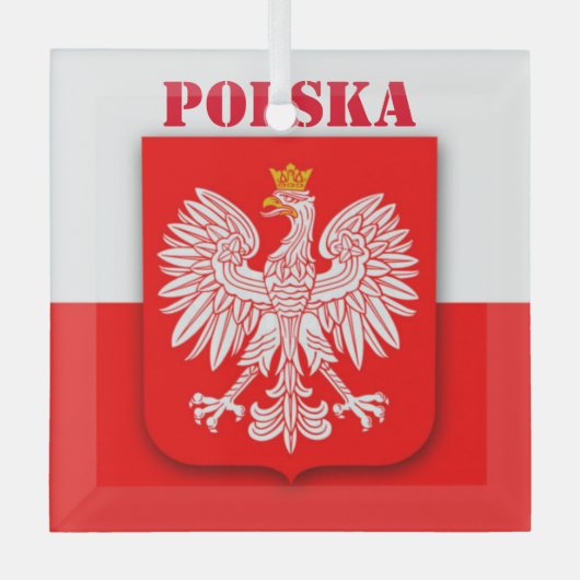 Polen Vlag Erfgoed Embleem Polski Polska Glas Ornament (Voorkant)