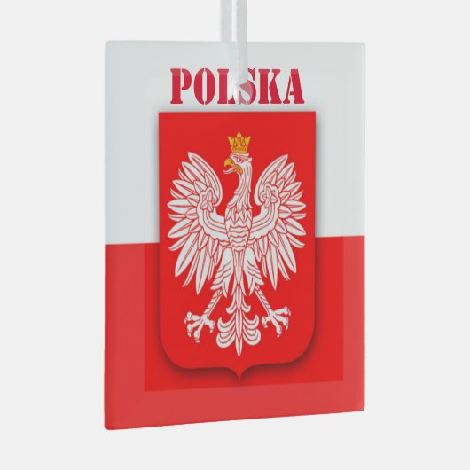 Polen Vlag Erfgoed Embleem Polski Polska Glas Ornament (Voorkant Rechts)