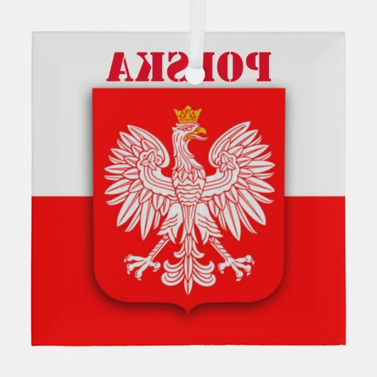 Polen Vlag Erfgoed Embleem Polski Polska Glas Ornament (Achterkant)