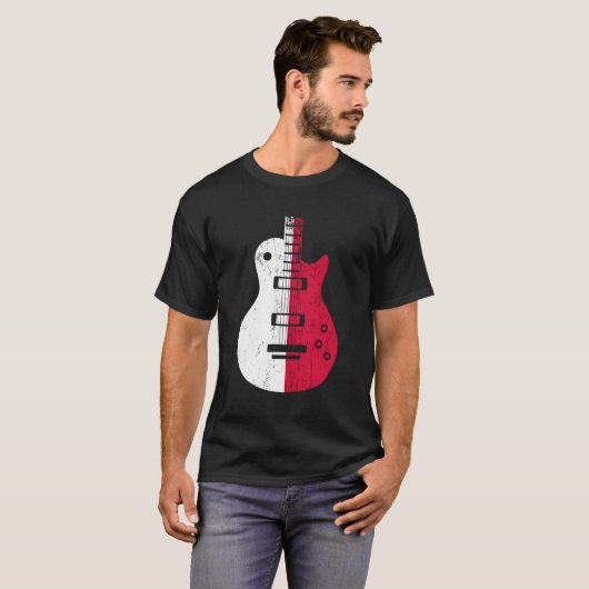 Polen vlag gitaar muzikant t-shirt (Voorkant volledig)