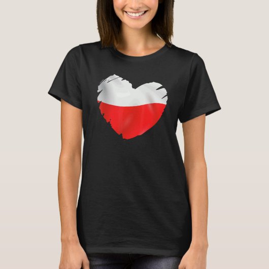 Polen Vlag op vorm van hart Pools Polen T-shirt (Voorkant)