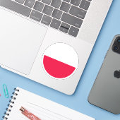 Polen Vlag Ronde Sticker (Laptop met iPhone)