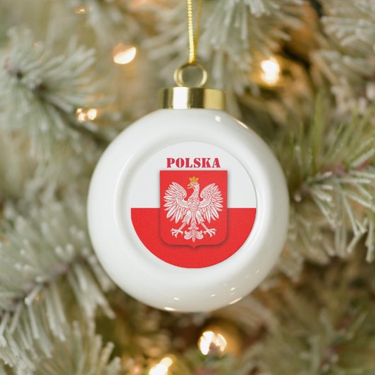 Polen Vlaggenembleem Erfgoed Polski Polska Keramische Bal Ornament (Boom)