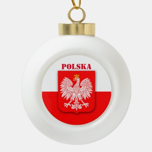 Polen Vlaggenembleem Erfgoed Polski Polska Keramische Bal Ornament (Voorkant)