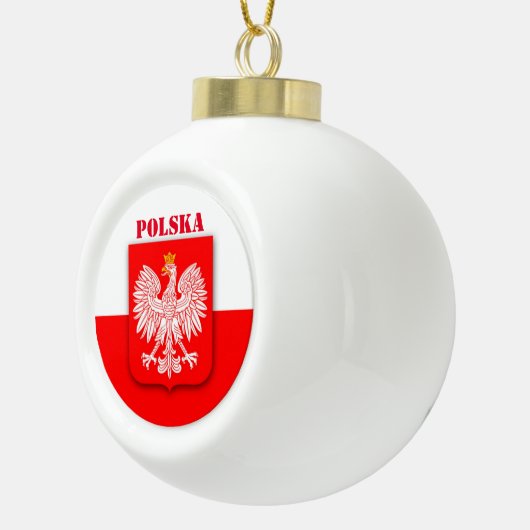 Polen Vlaggenembleem Erfgoed Polski Polska Keramische Bal Ornament (Rechts)