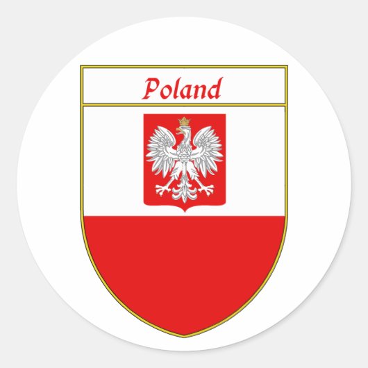 Polen Vlaggenschild Ronde Sticker (Voorkant)