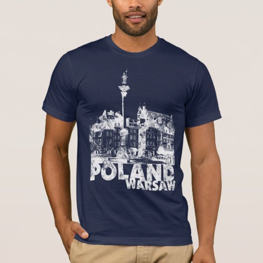 Polen Warschau in het donker T-shirt (Voorkant)
