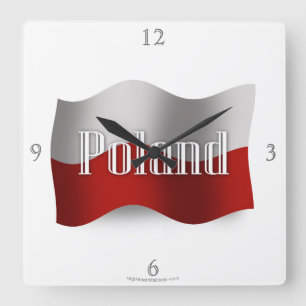 Polen Waving Flag Vierkante Klok