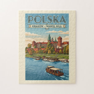 Polen Wawel Koninklijk Kasteel Illustratie Reis Ku Legpuzzel