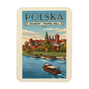 Polen Wawel Koninklijk Kasteel Illustratie Reis Ku Magneet