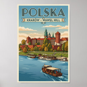 Polen Wawel Koninklijk Kasteel Illustratie Reis Ku Poster
