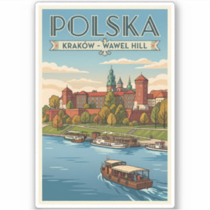 Polen Wawel Koninklijk Kasteel Illustratie Reis Ku Sticker