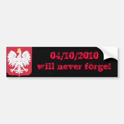 Polen zal nooit vergeten bumpersticker (Voorkant)