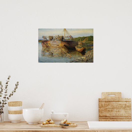 Polenov - Barge op de Oka Poster (Keuken)