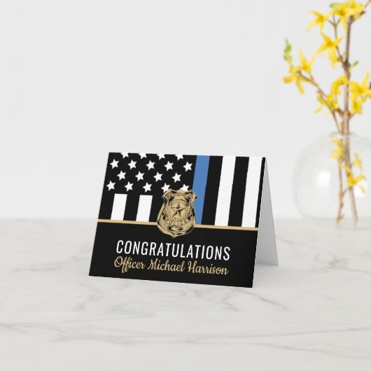 Police Academy Law Enforcement Officer Graduation Kaart (Gele Bloem)