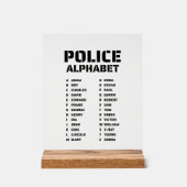 Police Alphabet Identifier Chart Fonetische Code Acryl Bord (Voorkant)
