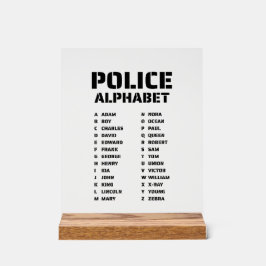 Police Alphabet Identifier Chart Fonetische Code Acryl Bord