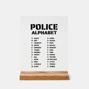 Police Alphabet Identifier Chart Fonetische Code Acryl Bord