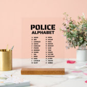 Police Alphabet Identifier Chart Fonetische Code Acryl Bord (Huwelijk)