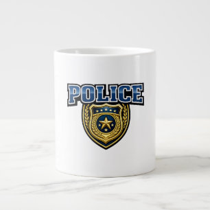 Police Badge Vetgedrukte Tekst Ontwerp Grote Koffiekop