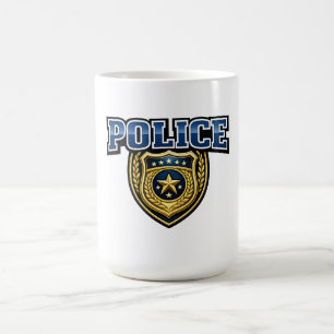 Police Badge Vetgedrukte Tekst Ontwerp Koffiemok