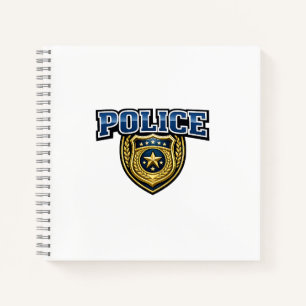 Police Badge Vetgedrukte Tekst Ontwerp Notitieboek
