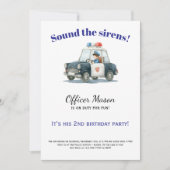 Police Birthday Invitation • Officer Car Kaart (Voorkant)