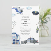Police Birthday Invitation Police Officer Party Kaart (Staand voorkant)