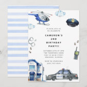 Police Birthday Invitation Police Officer Party Kaart (Voorkant / Achterkant)