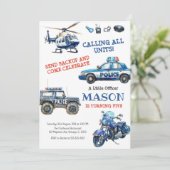 Police Birthday Invitation Police Officer Party Kaart (Staand voorkant)