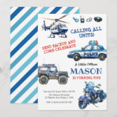 Police Birthday Invitation Police Officer Party Kaart (Voorkant / Achterkant)