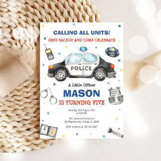 Police Birthday Invitation Police Officer Party Kaart