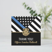 Police Blue Line American Flag First Responder Bedankkaart (Staand voorkant)