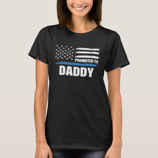 Police Blue Lives Blue Daddy American Flag T-shirt (Voorkant)