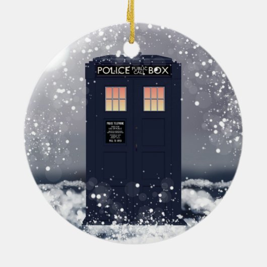 Police Call Box Keramisch Ornament (Achterkant)