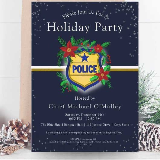 Police Christmas Elegant Holiday Party Kaart