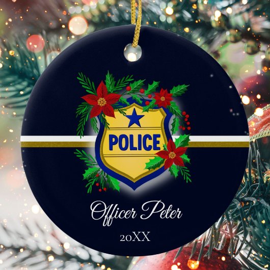 Police Christmas Elegant Holiday Party Keramisch Ornament