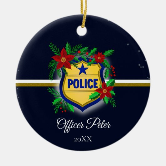 Police Christmas Elegant Holiday Party Keramisch Ornament (Voorkant)