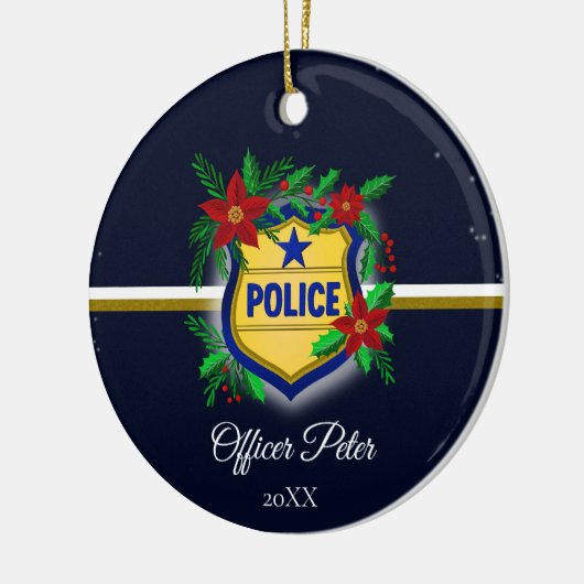 Police Christmas Elegant Holiday Party Keramisch Ornament (Links)