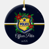 Police Christmas Elegant Holiday Party Keramisch Ornament (Achterkant)