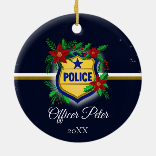 Police Christmas Elegant Holiday Party Keramisch Ornament (Achterkant)
